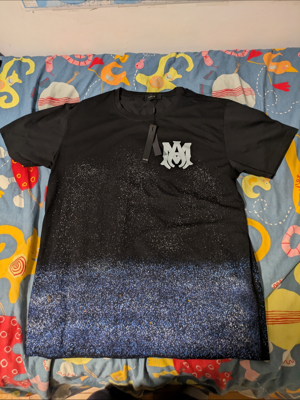 AMIRI Black MA Logo Galaxy T-Shirt Paint Splatter - Size 4Xl - NWT